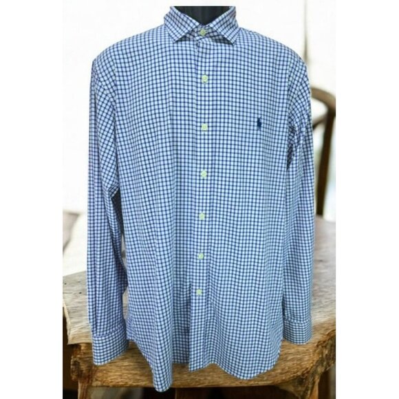 Polo Ralph Lauren Mens Performance Purple Check Shirt Large - Picture 1 of 8